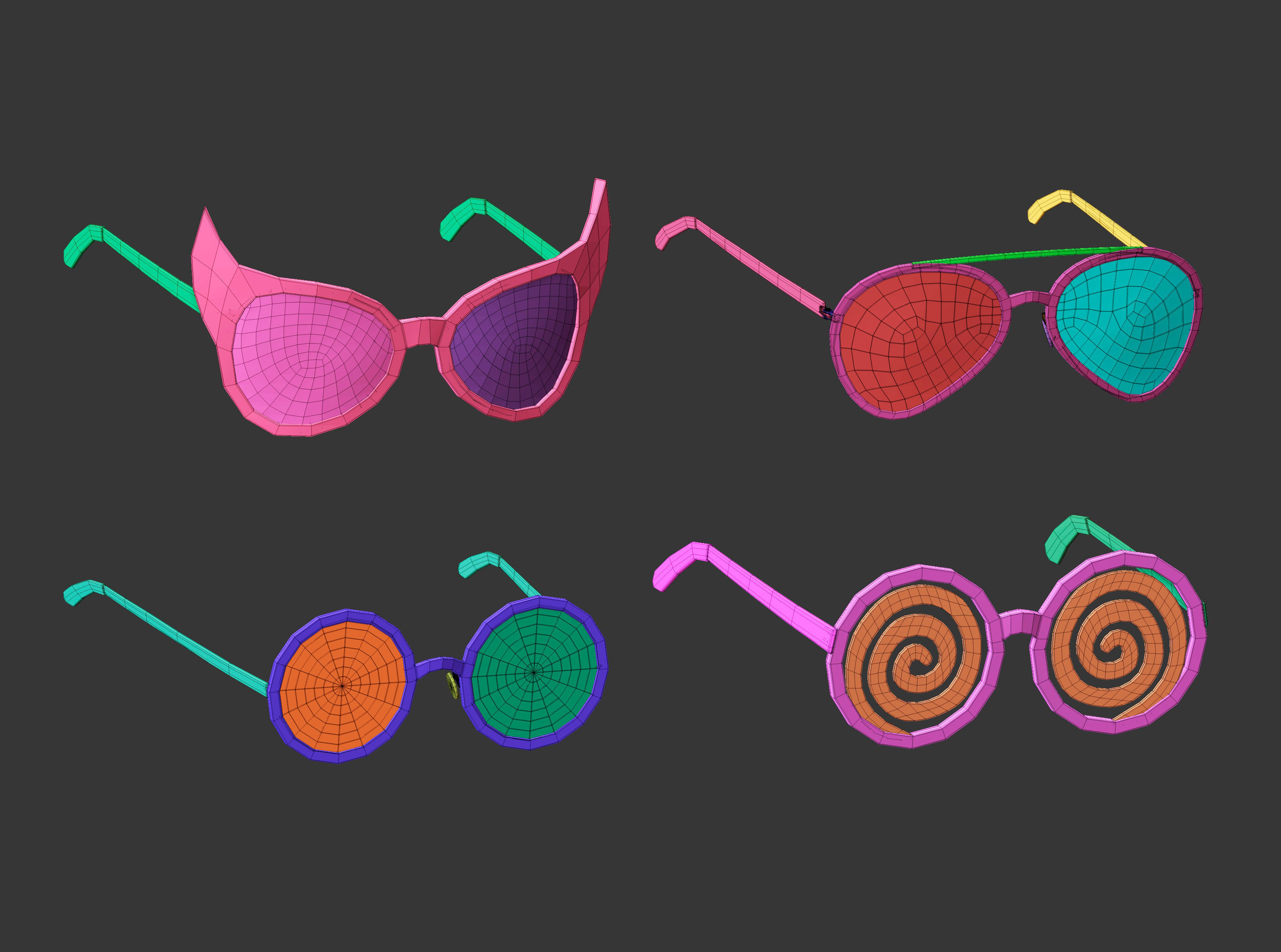30 low poly glasses base mesh shapes IMM brush set 3D model_13