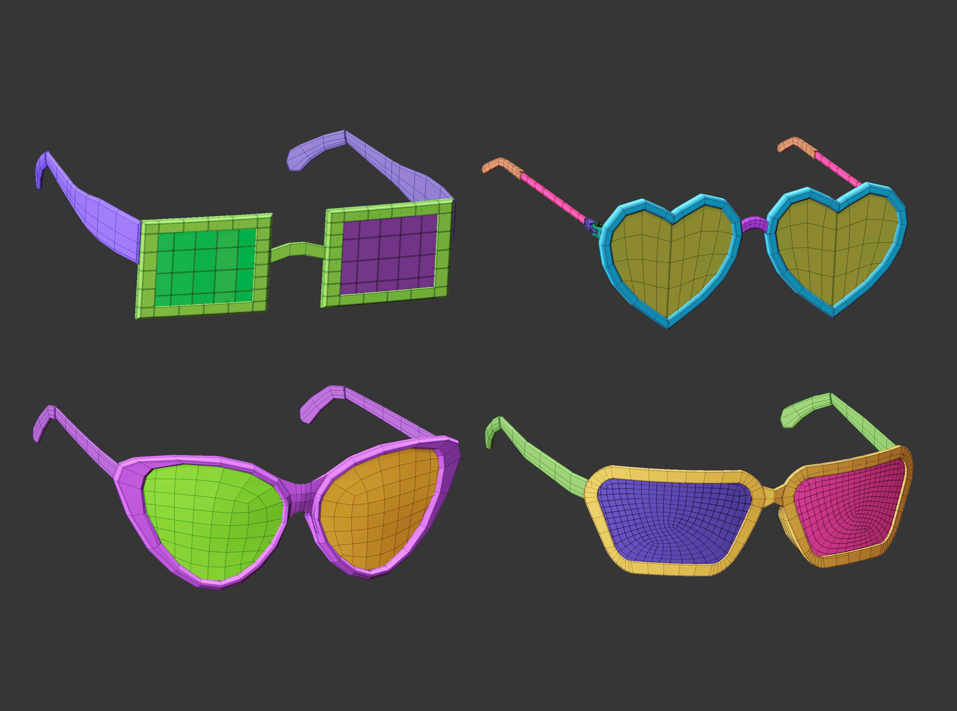 30 low poly glasses base mesh shapes IMM brush set 3D model_11