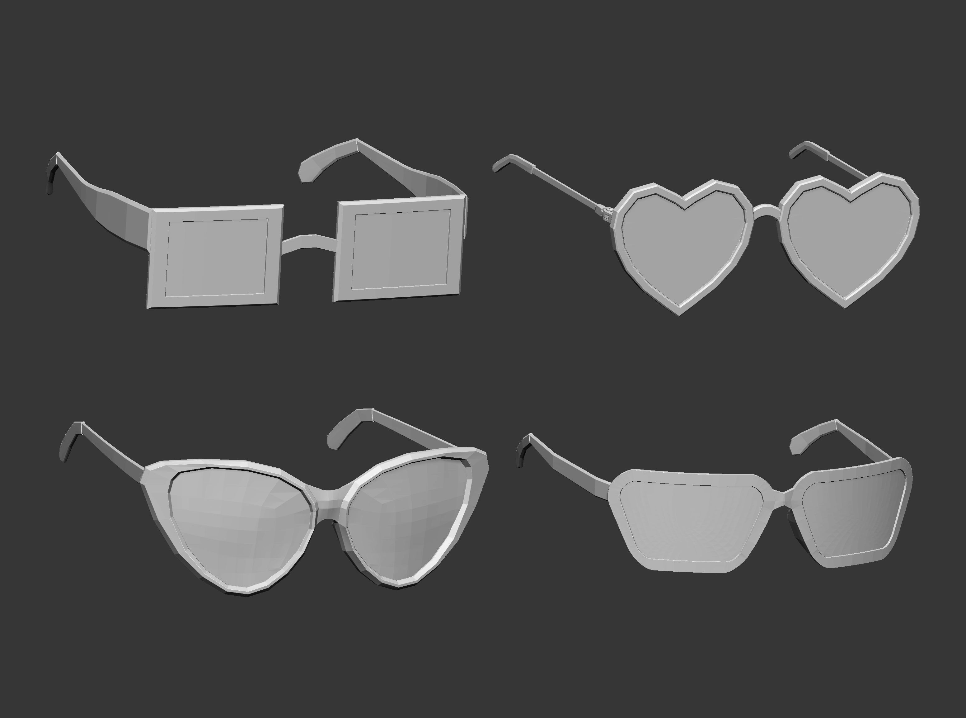 30 low poly glasses base mesh shapes IMM brush set 3D model_2