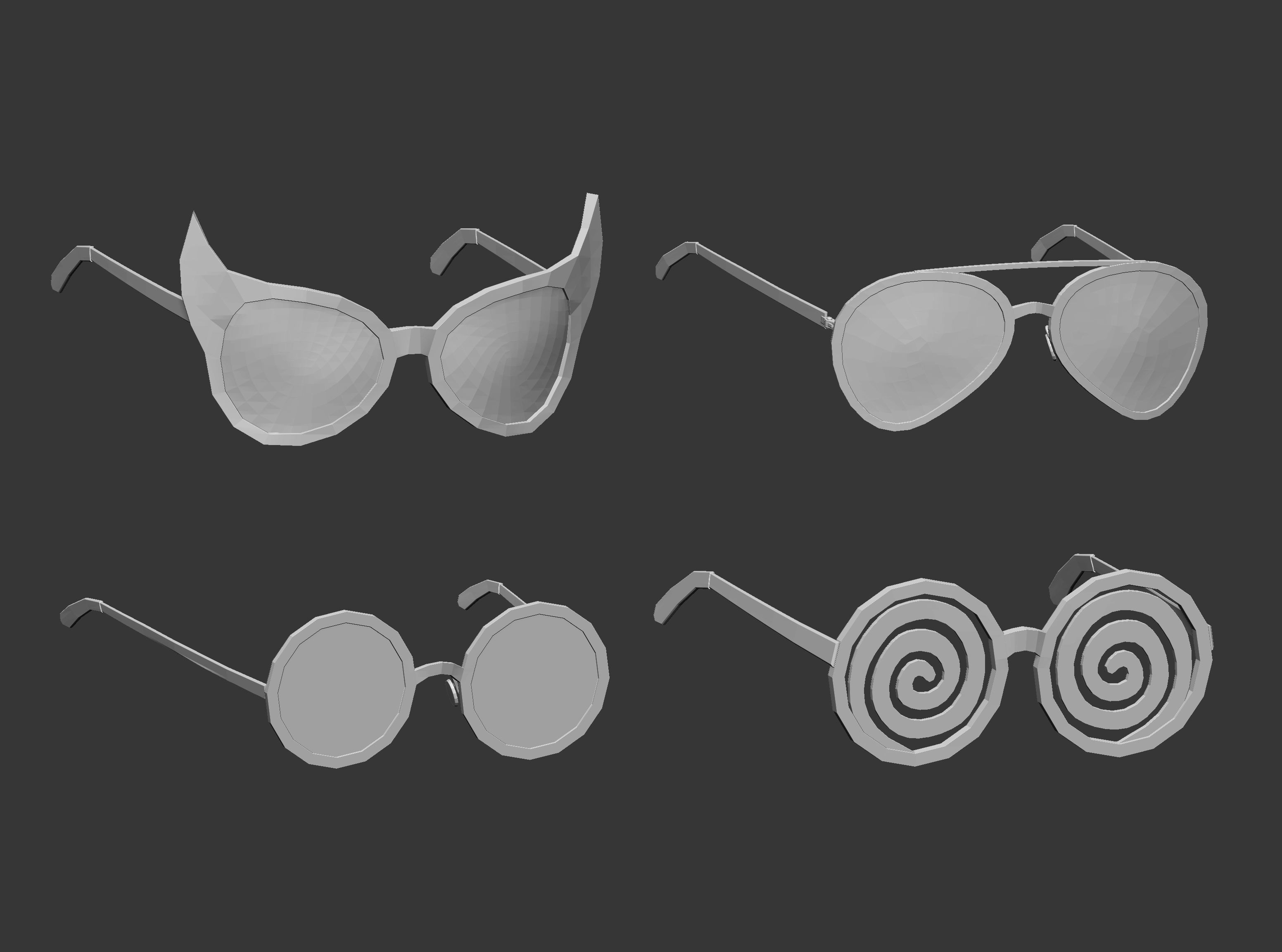 30 low poly glasses base mesh shapes IMM brush set 3D model_4