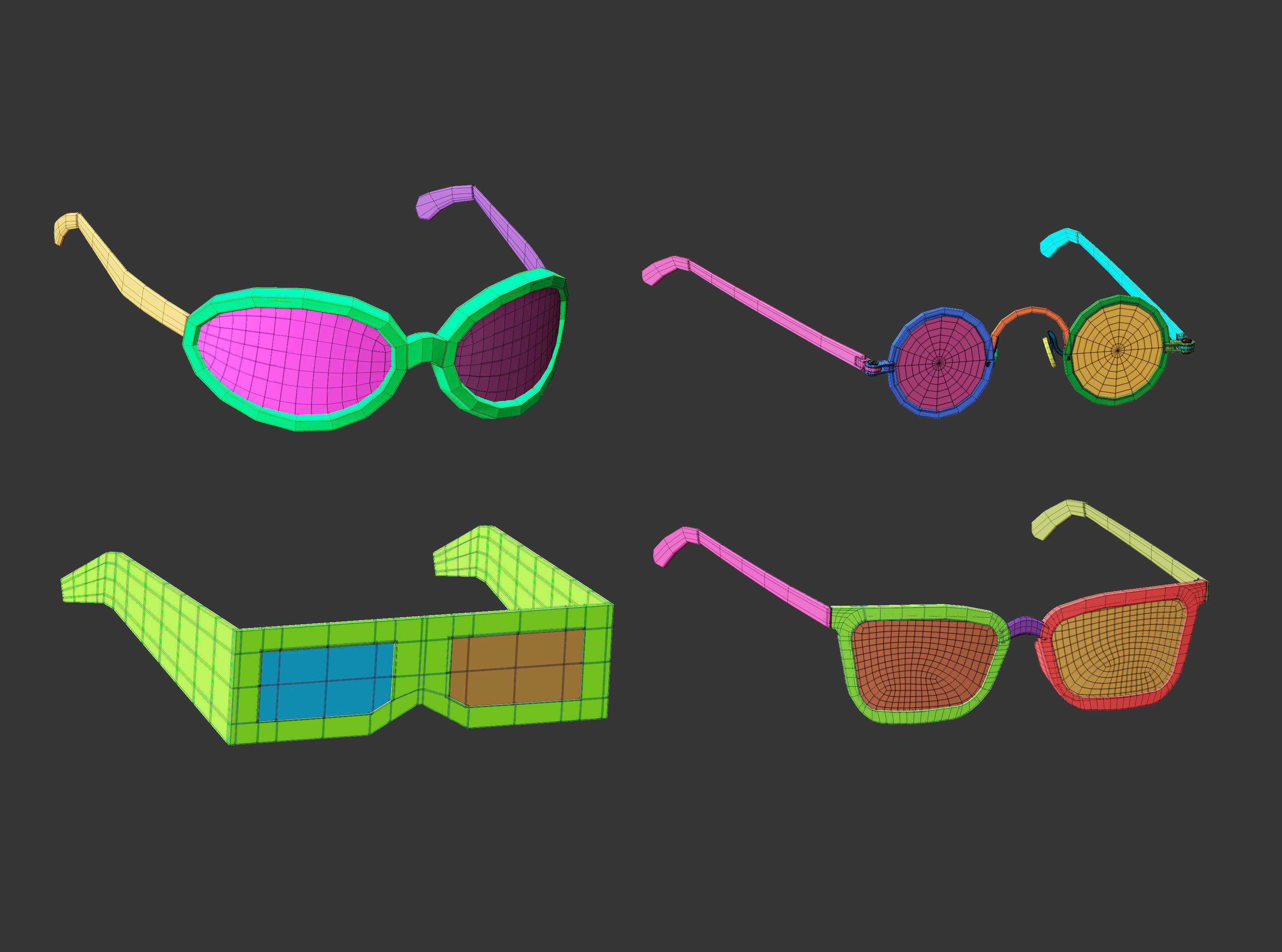 30 low poly glasses base mesh shapes IMM brush set 3D model_15