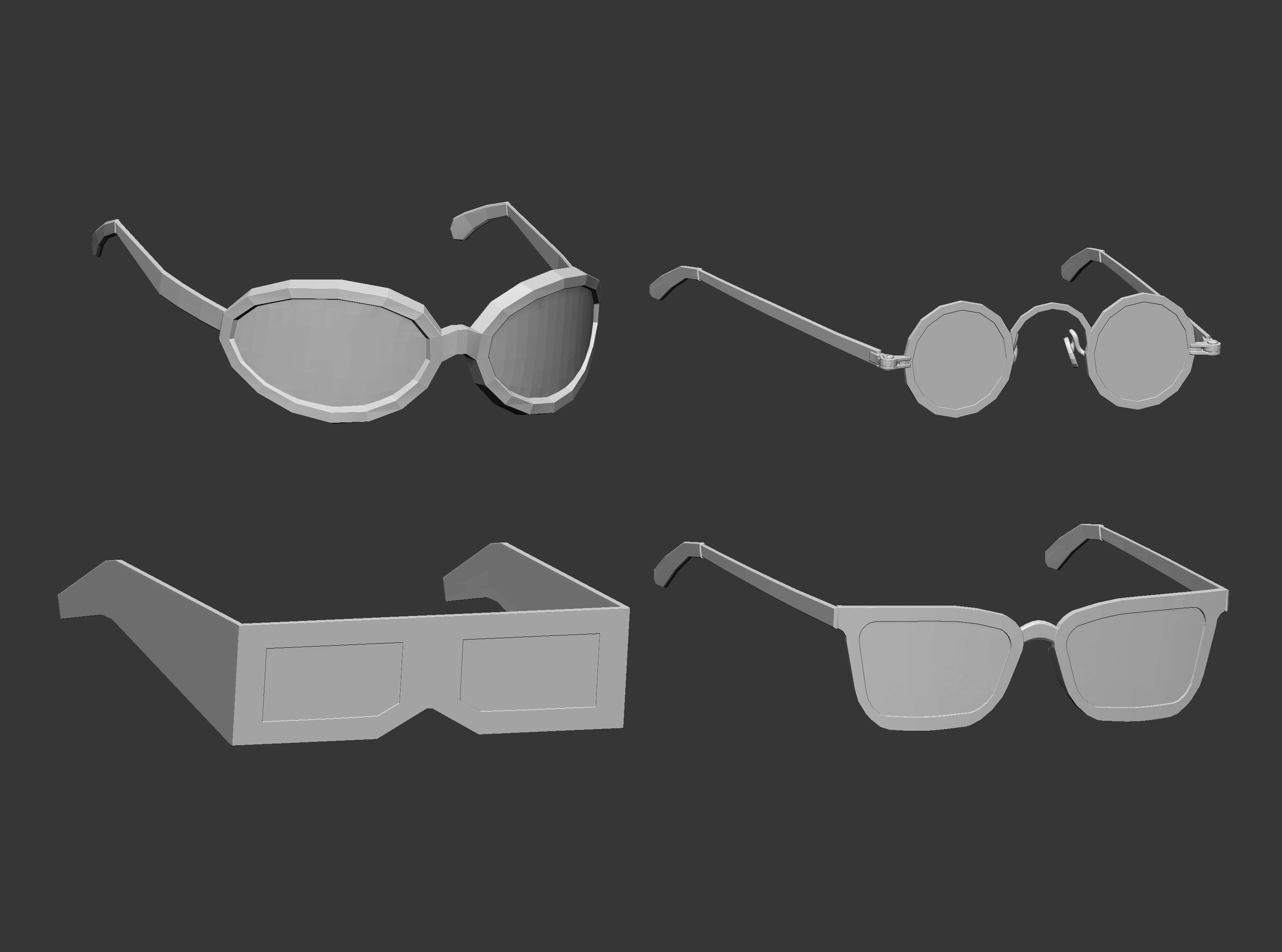 30 low poly glasses base mesh shapes IMM brush set 3D model_6
