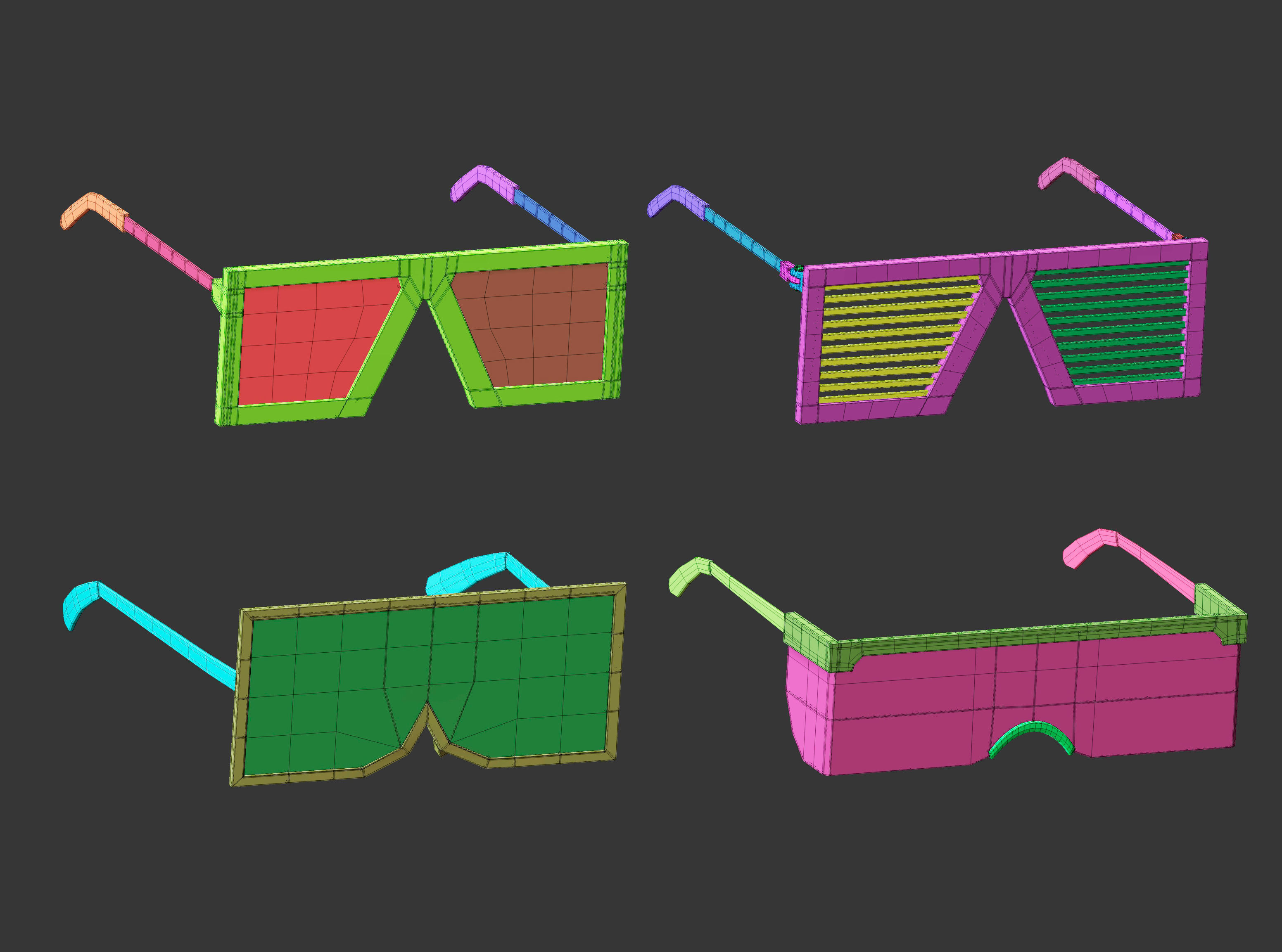 30 low poly glasses base mesh shapes IMM brush set 3D model_10
