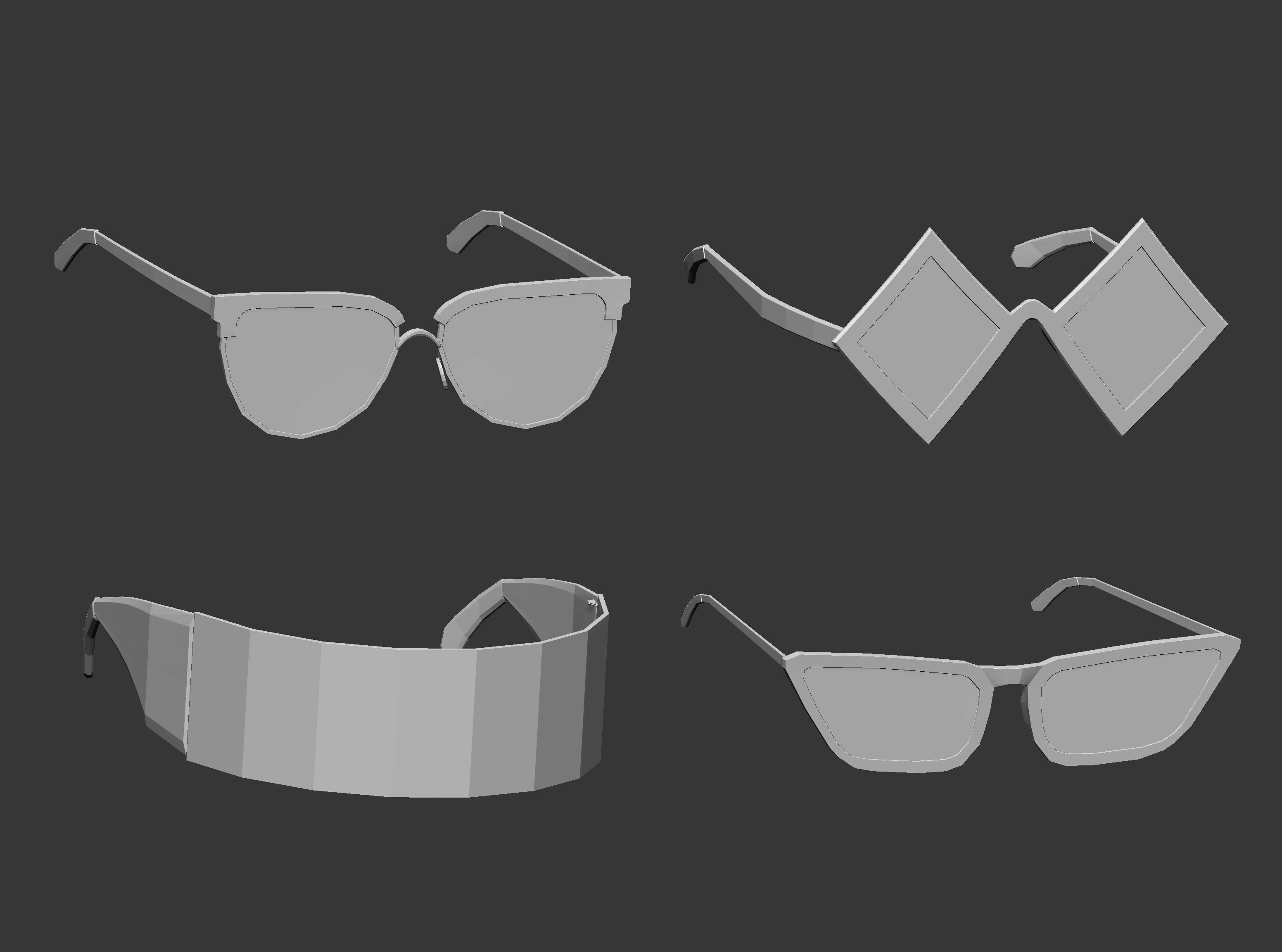 30 low poly glasses base mesh shapes IMM brush set 3D model_8
