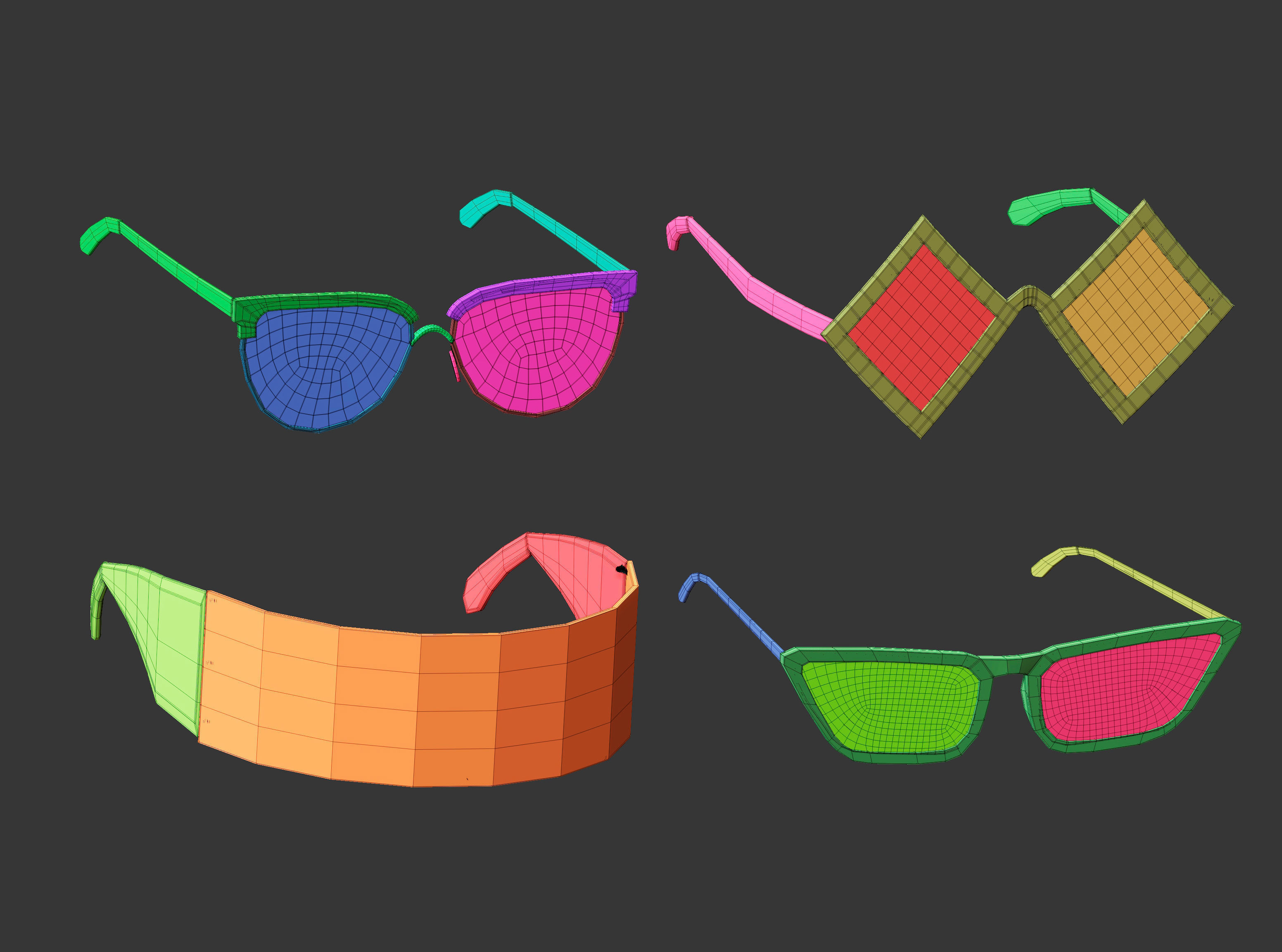 30 low poly glasses base mesh shapes IMM brush set 3D model_16