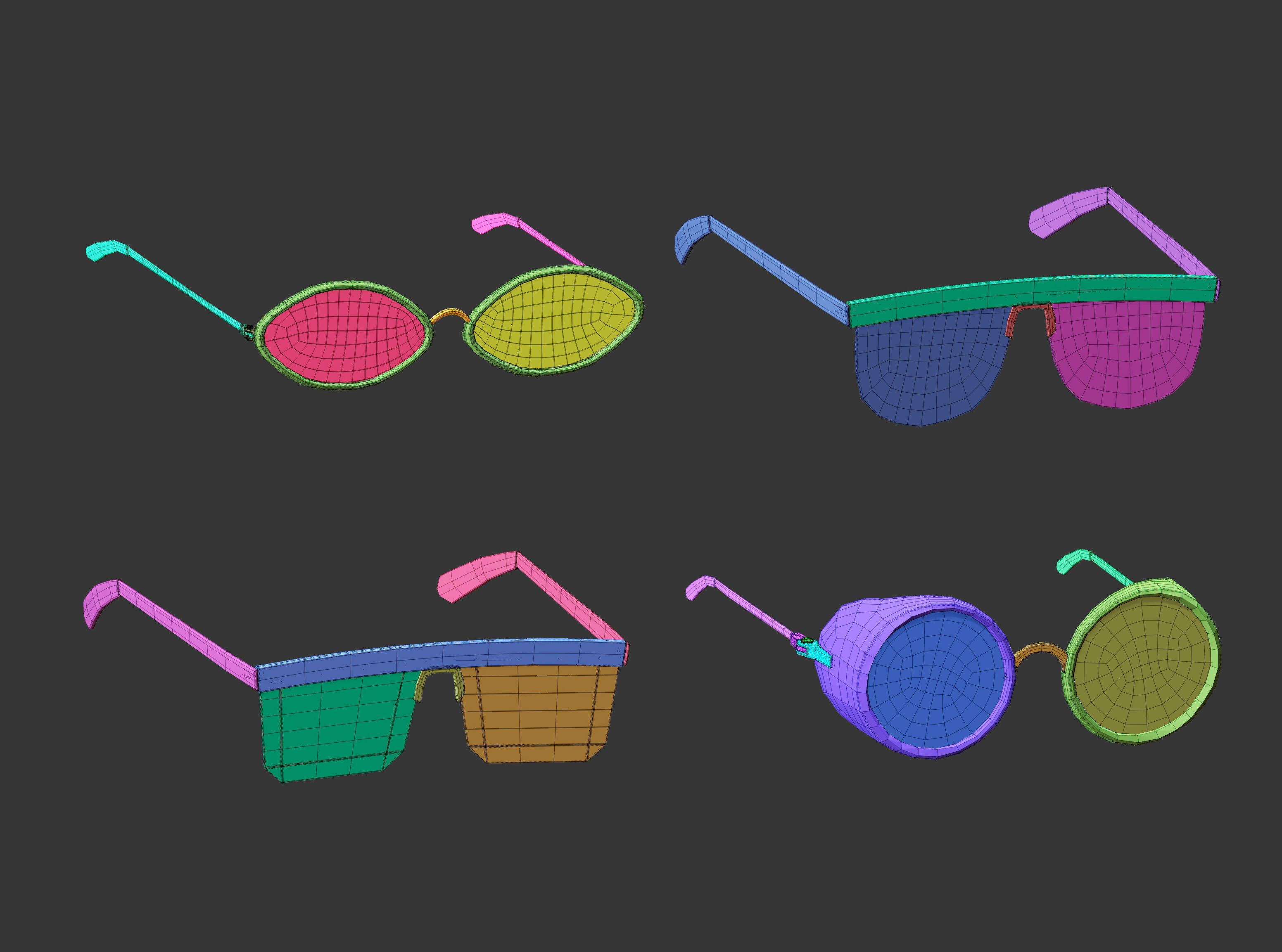 30 low poly glasses base mesh shapes IMM brush set 3D model_7