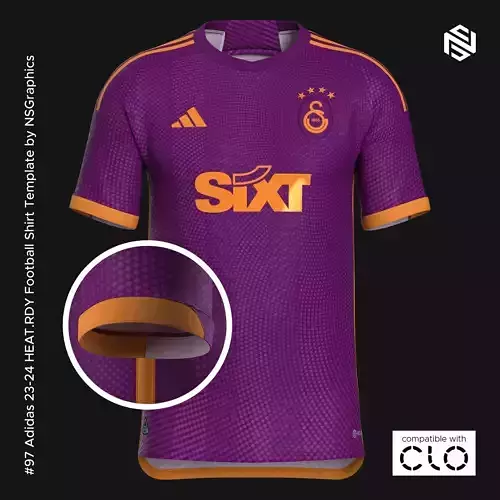 Adidas 23-24 HEATRDY Football Shirt Template for CLO 3D 3D model