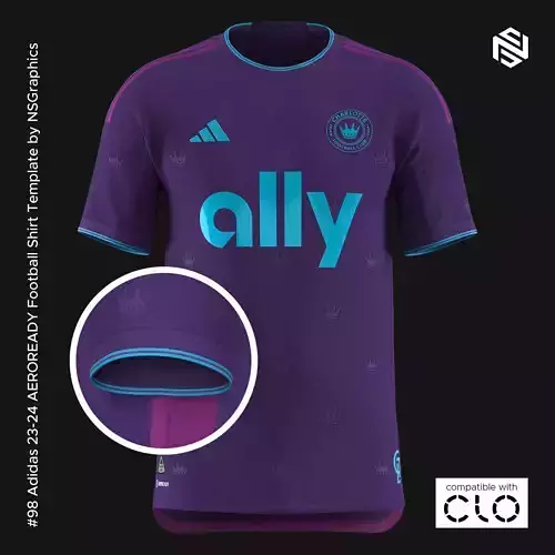 Adidas 23-24 AEROREADY Football Shirt Template for CLO 3D 3D model