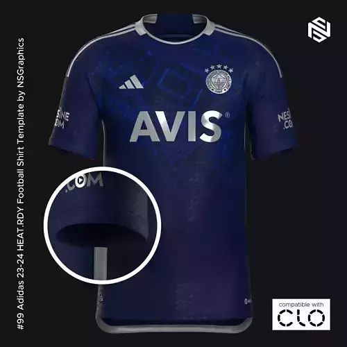 Adidas 23-24 HEATRDY Football Shirt Template for CLO 3D 3D model