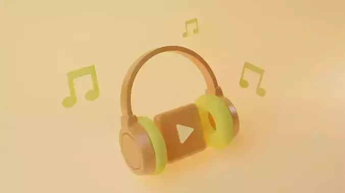 Headphones Model With Music Notes