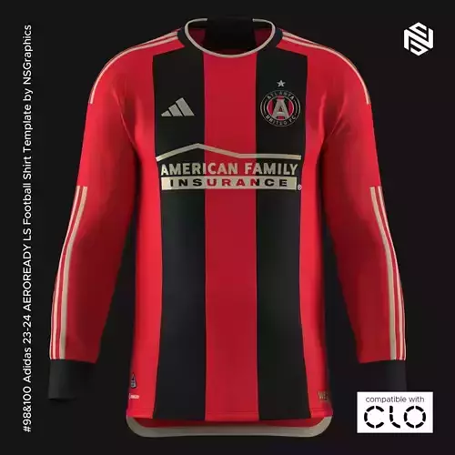 Adidas 23-24 AEROREADY LS Football Shirt Template for CLO 3D 3D model