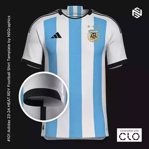 Adidas 23-24 HEATRDY Football Shirt Template for CLO 3D 3D model