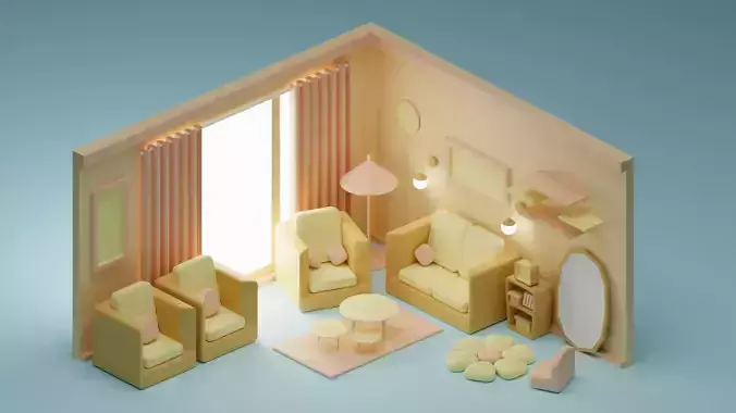 Living Room Scene Set Models Pack