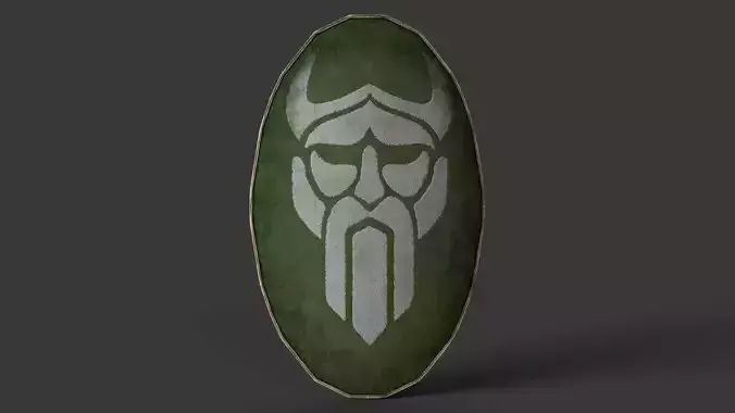 Slavic ellipse leather shield-painted green the symbol of God
