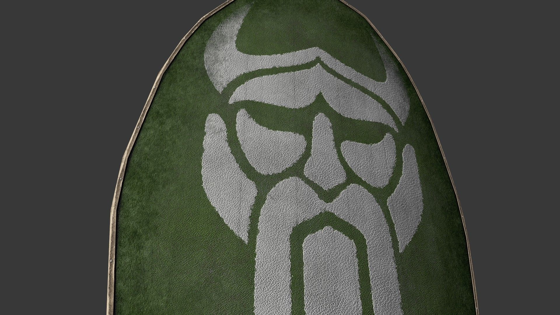 Slavic ellipse leather shield-painted green the symbol of God Low-poly 3D model_4