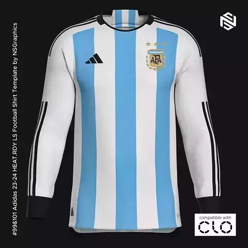 Adidas 23-24 HEATRDY LS Football Shirt Template for CLO 3D 3D model