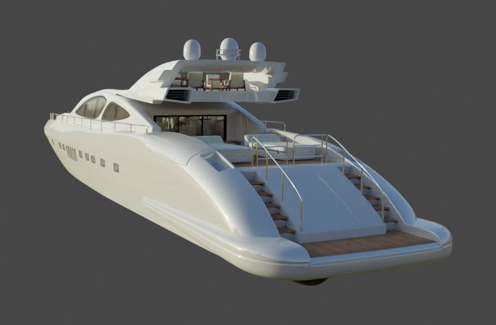 Yacht 3D model_2