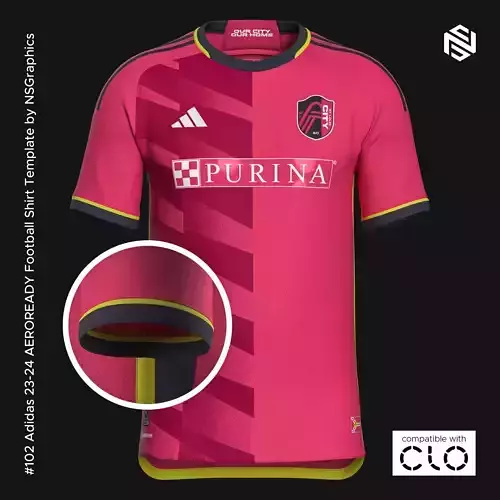 Adidas 23-24 AEROREADY Football Shirt Template for CLO 3D 3D model