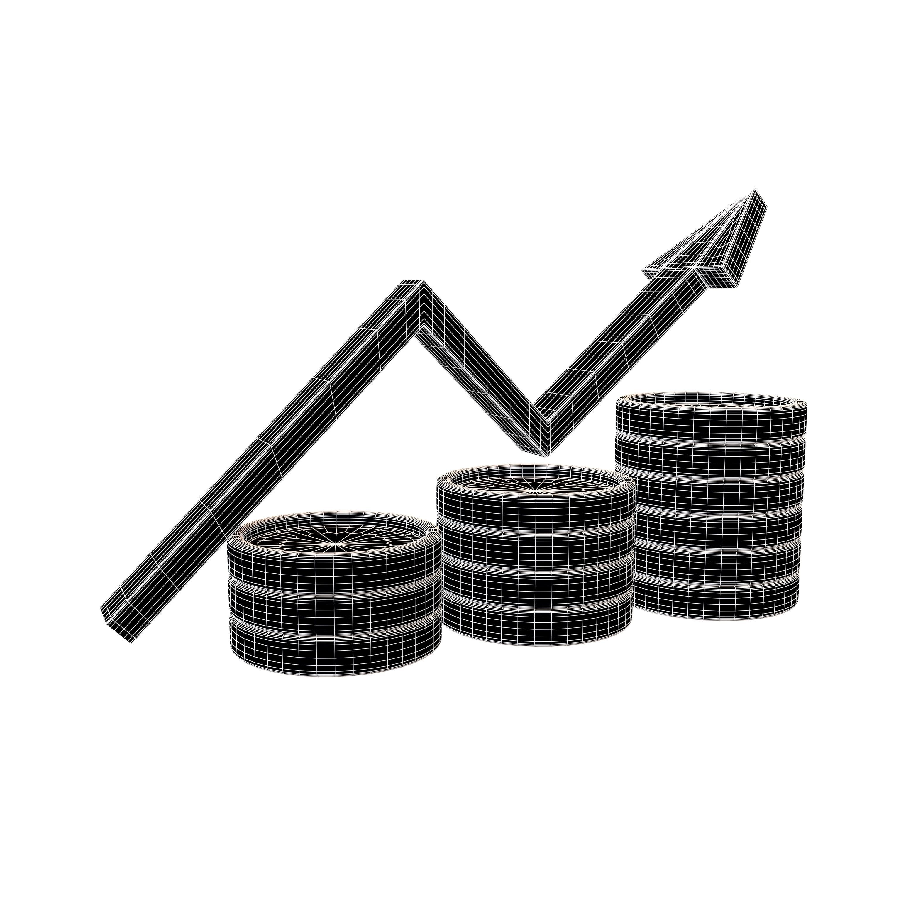 Economic Growth Icon V1 004 Low-poly 3D model_7
