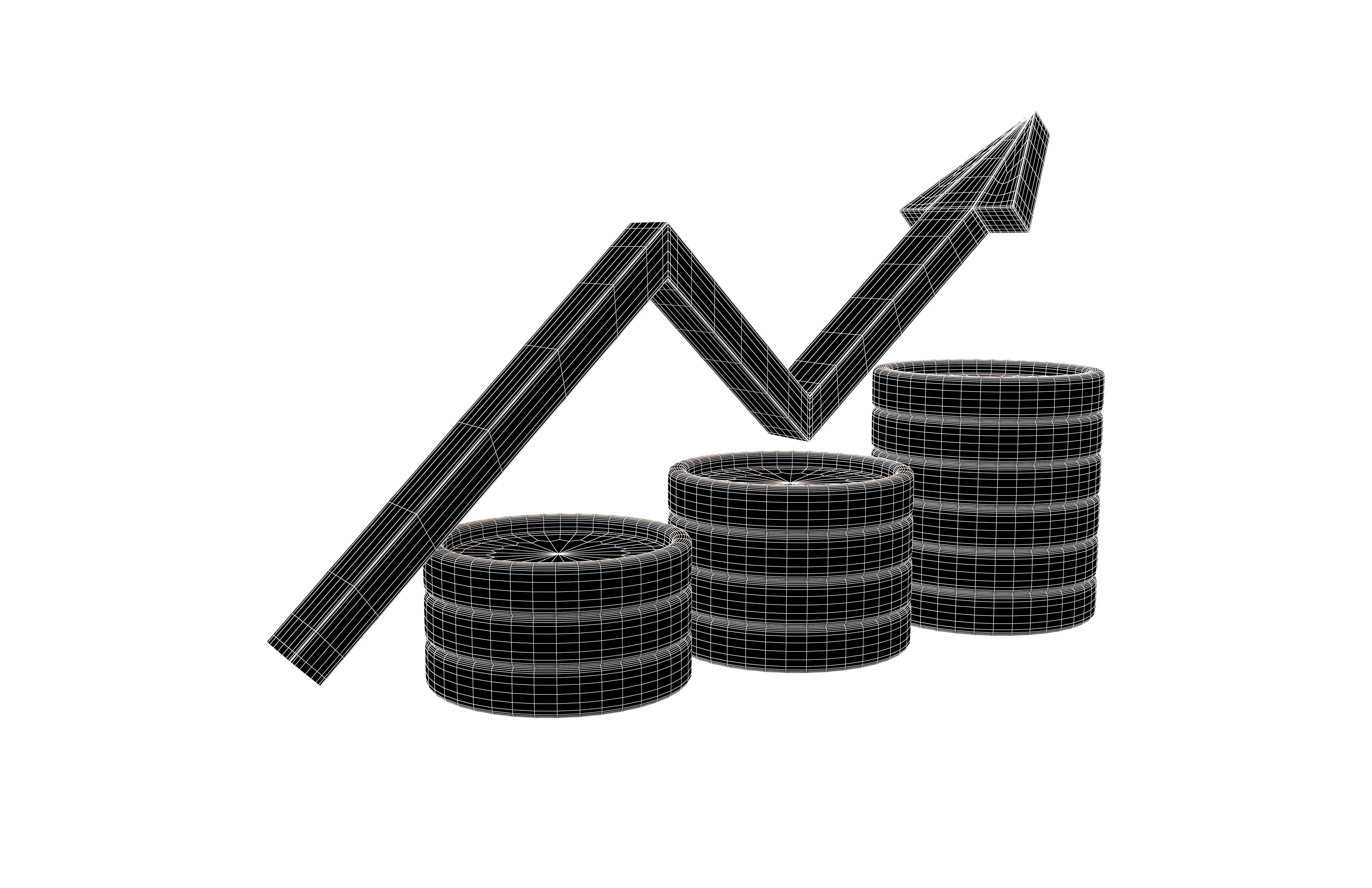Economic Growth Icon V1 004 Low-poly 3D model_4