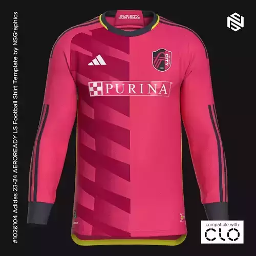 Adidas 23-24 AEROREADY LS Football Shirt Template for CLO 3D 3D model