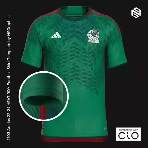 Adidas 23-24 HEATRDY Football Shirt Template for CLO 3D 3D model