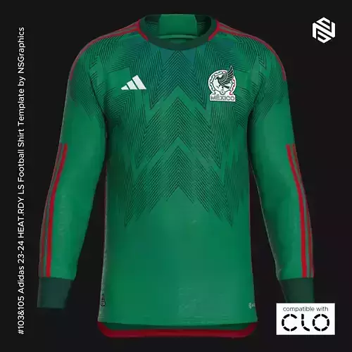 Adidas 23-24 HEATRDY LS Football Shirt Template for CLO 3D 3D model