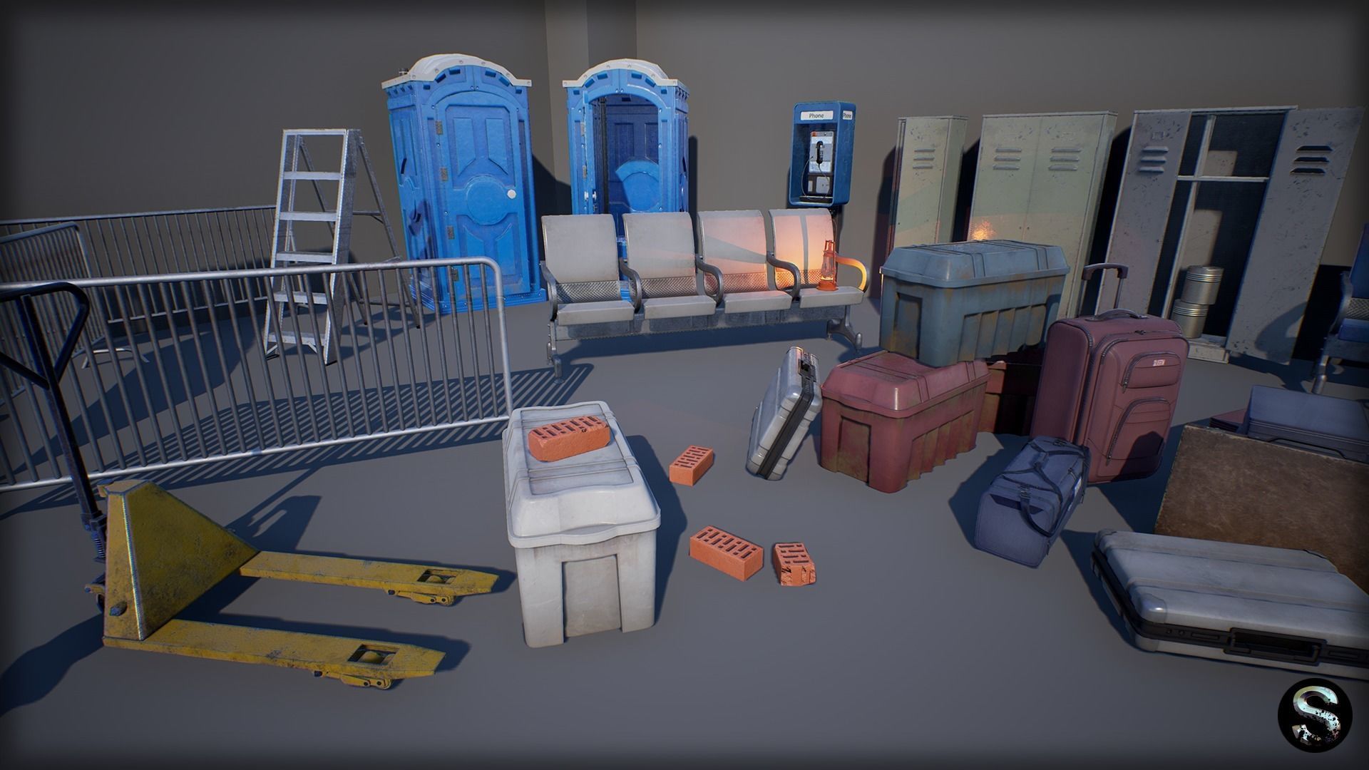 Industry Props Pack 2 Low-poly 3D model_1