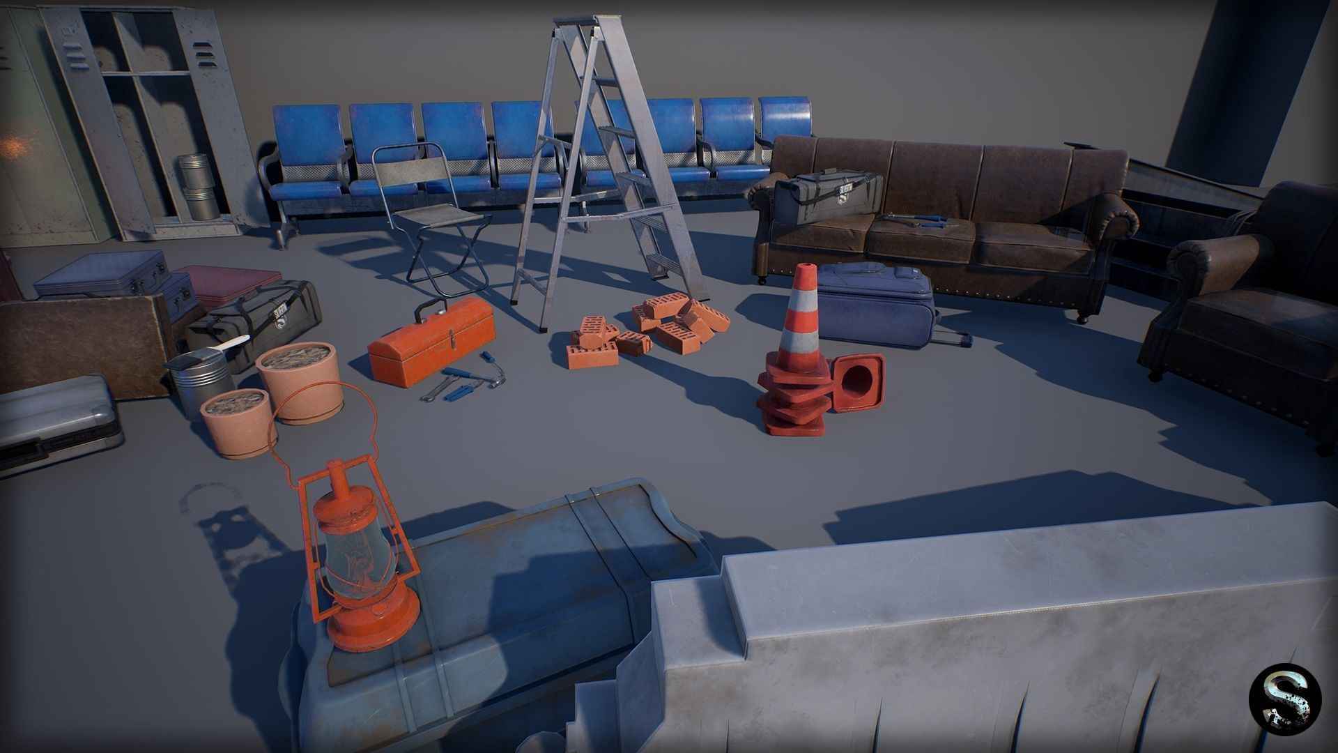 Industry Props Pack 2 Low-poly 3D model_2