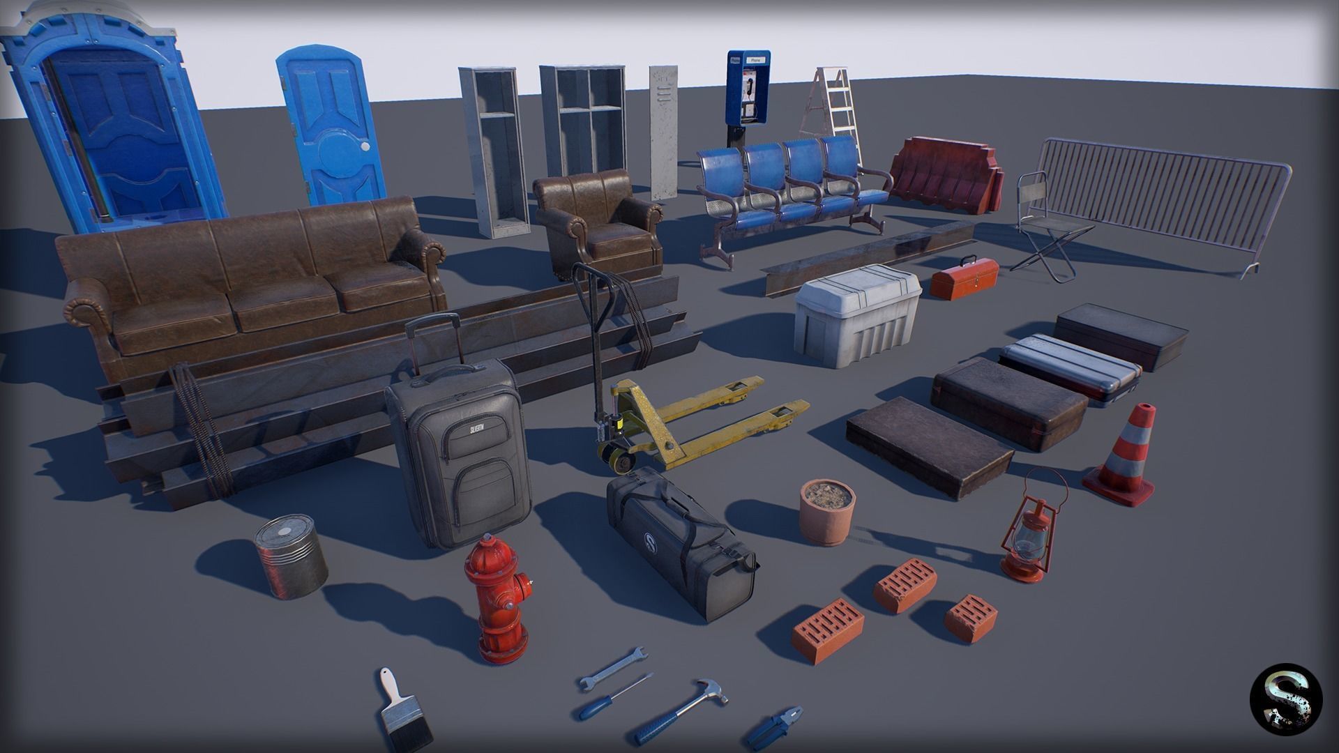 Industry Props Pack 2 Low-poly 3D model_4