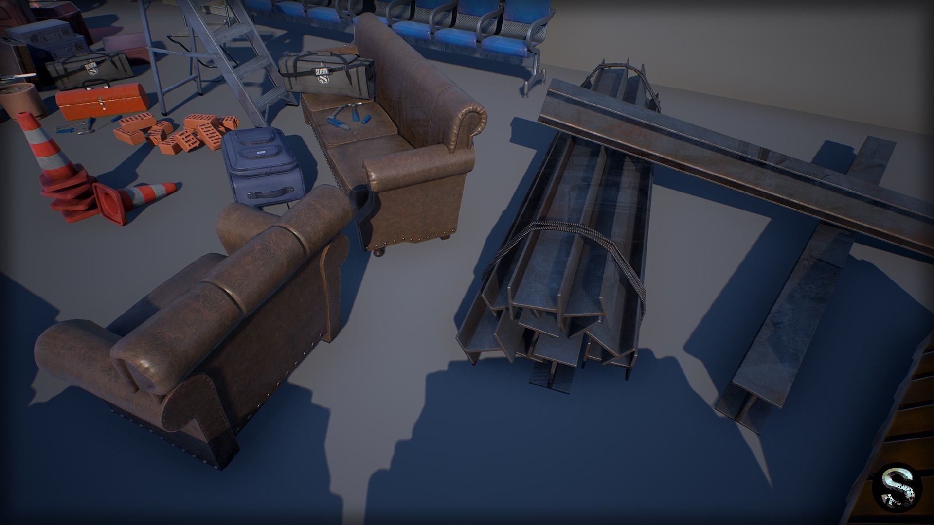 Industry Props Pack 2 Low-poly 3D model_3