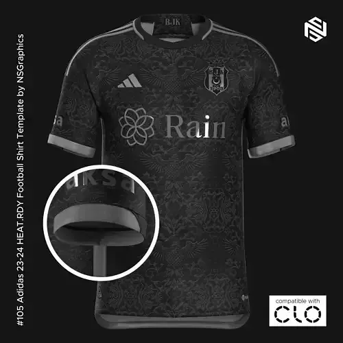 Adidas 23-24 HEATRDY Football Shirt Template for CLO 3D 3D model