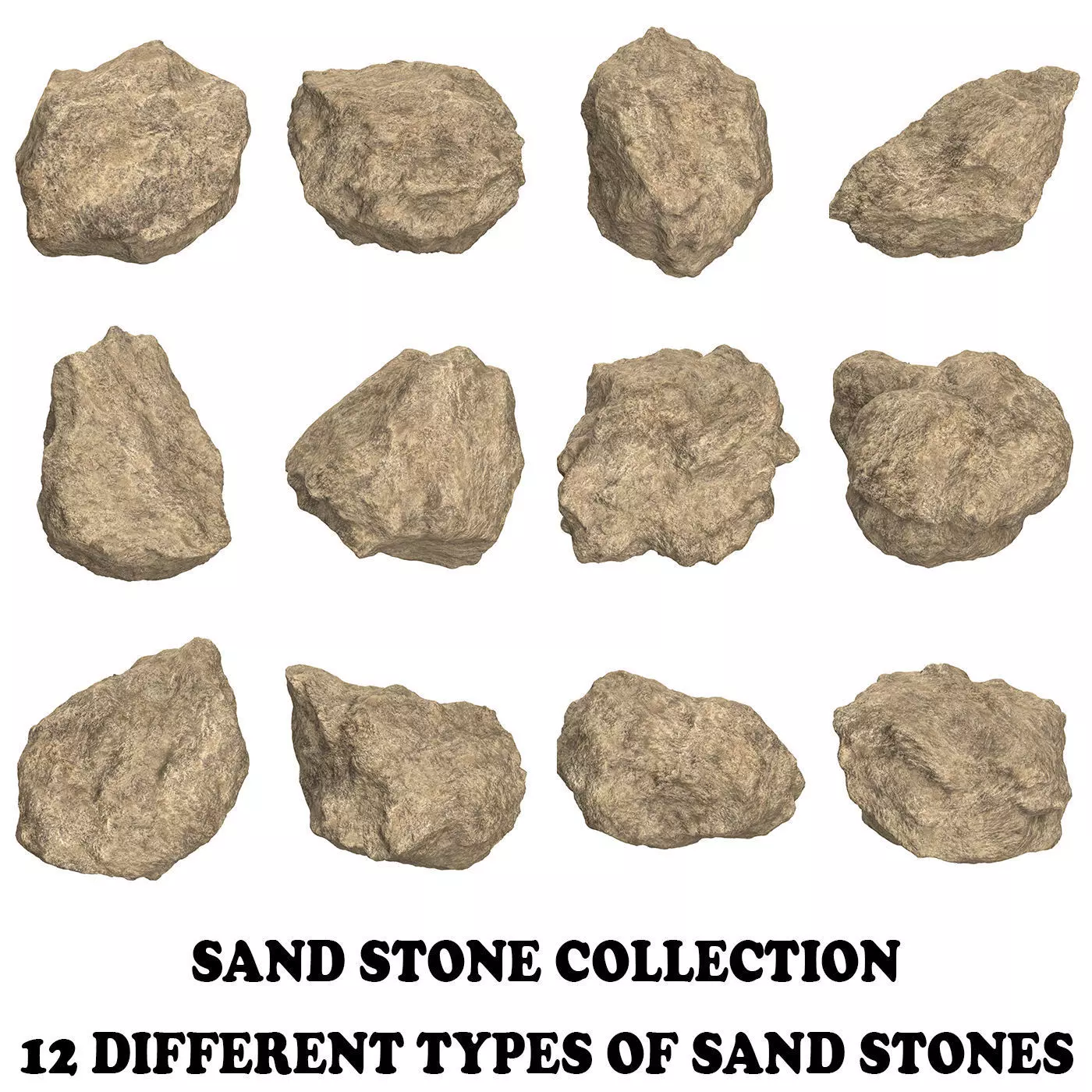 Sand Stone Collection Low-poly 3D model_0