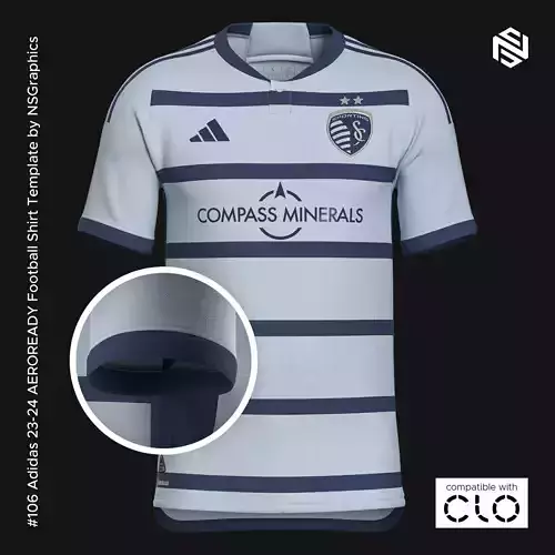Adidas 23-24 AEROREADY Football Shirt Template for CLO 3D 3D model
