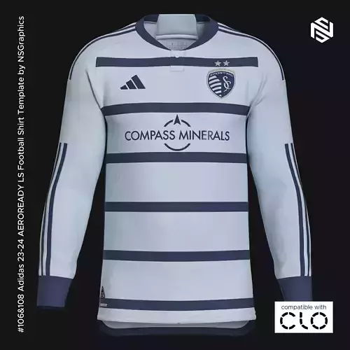 Adidas 23-24 AEROREADY LS Football Shirt Template for CLO 3D 3D model