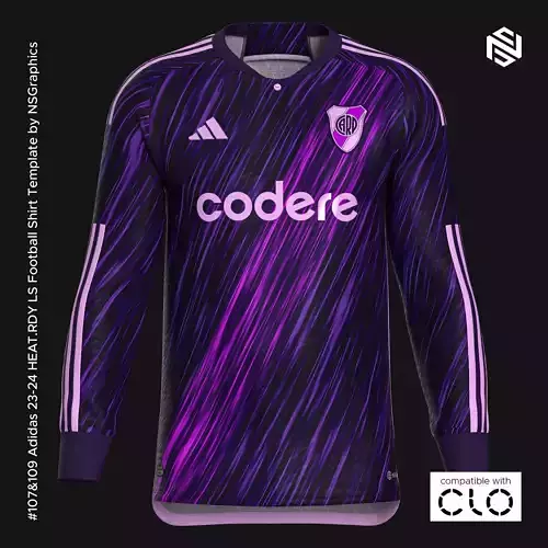 Adidas 23-24 HEATRDY LS Football Shirt Template for CLO 3D 3D model