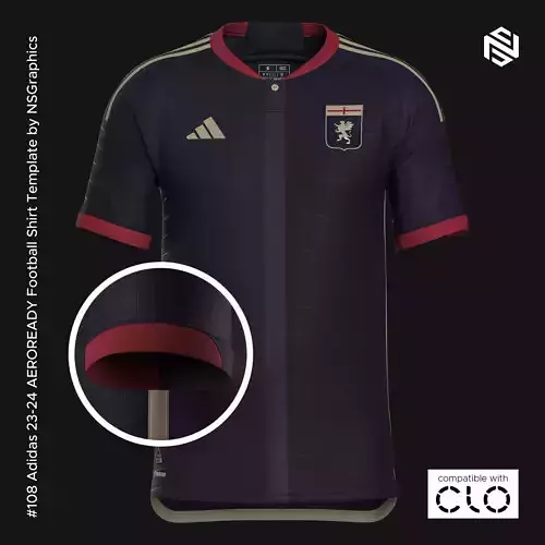 Adidas 23-24 AEROREADY Football Shirt Template for CLO 3D 3D model