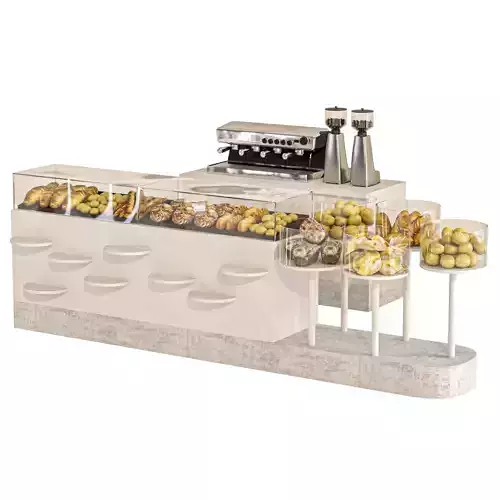 Designer showcase with bread and pastries