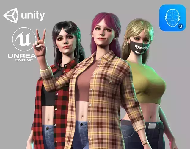 Streetwear Girl 3-6 - Casual Wear Girls Pack 2 Game-Ready Low-poly 3D model