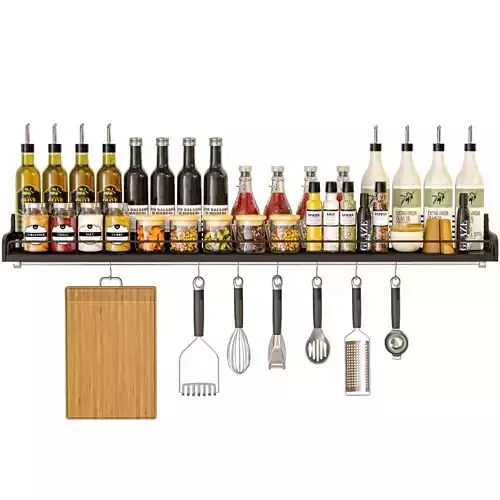 Spices sunflower oil and other kitchen utensils 3D model