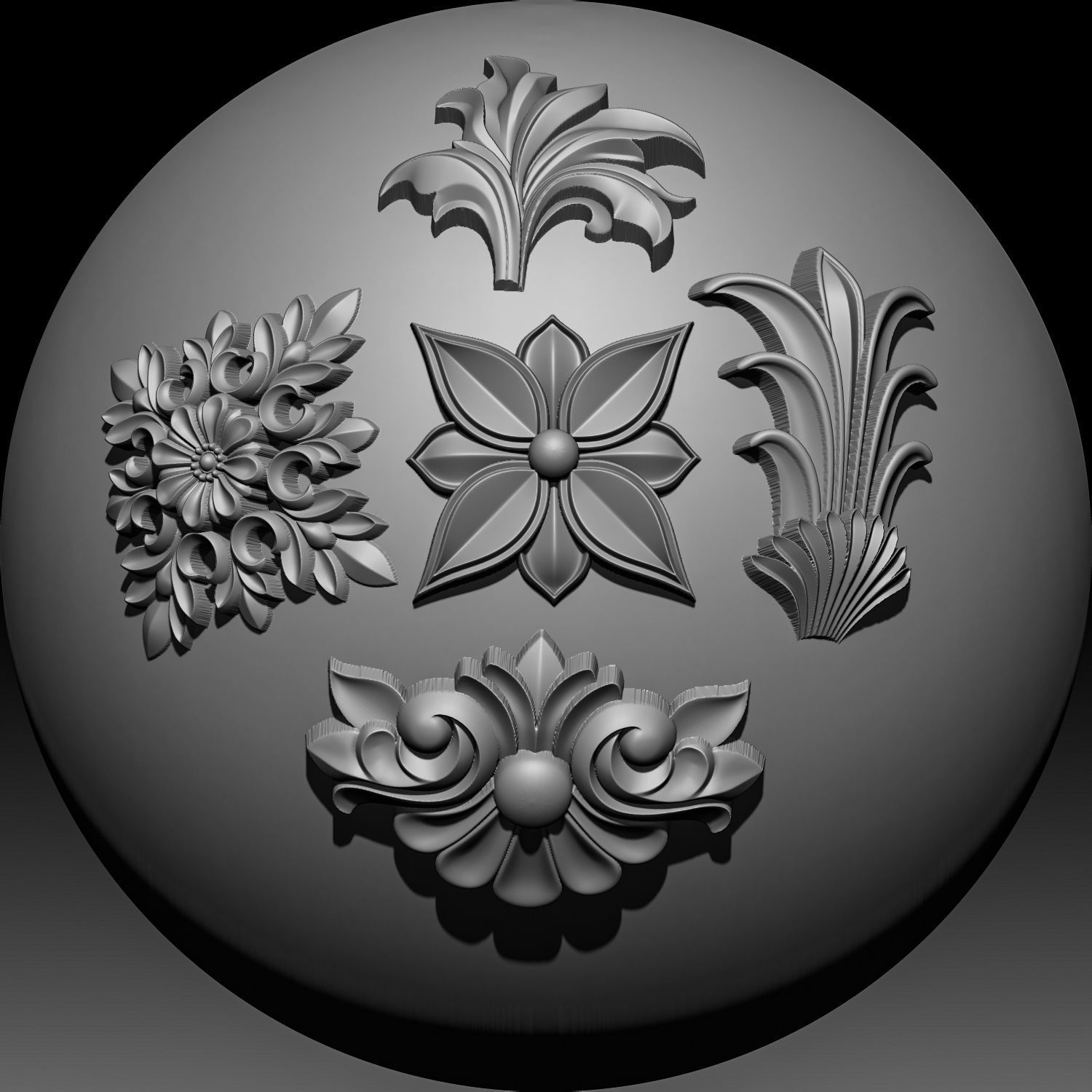 Five Free Ornament Brushes Alphas and 3D Models Free 3D model_3