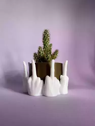 Middle Finger Planter Plant Pot Drip Tray  3D print model