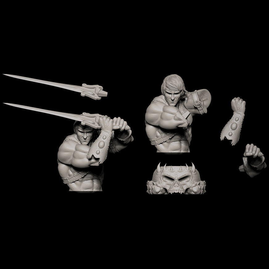 Statue and Bust version - Fan Art - He Man MOTU 3D Model Collection_9