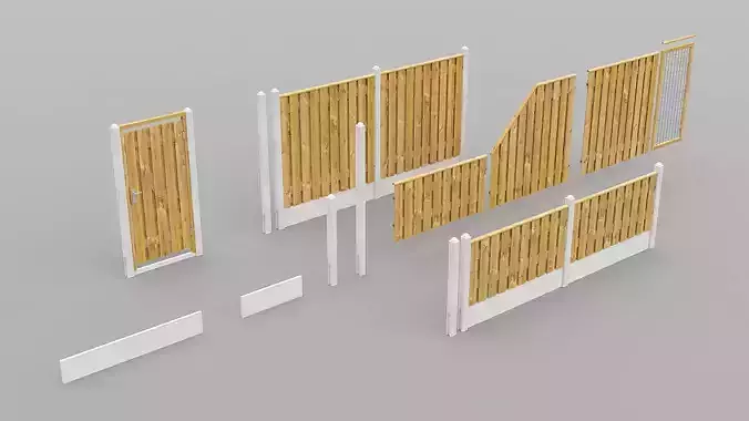 Garden Fence BuildingKit - White poles sphere top