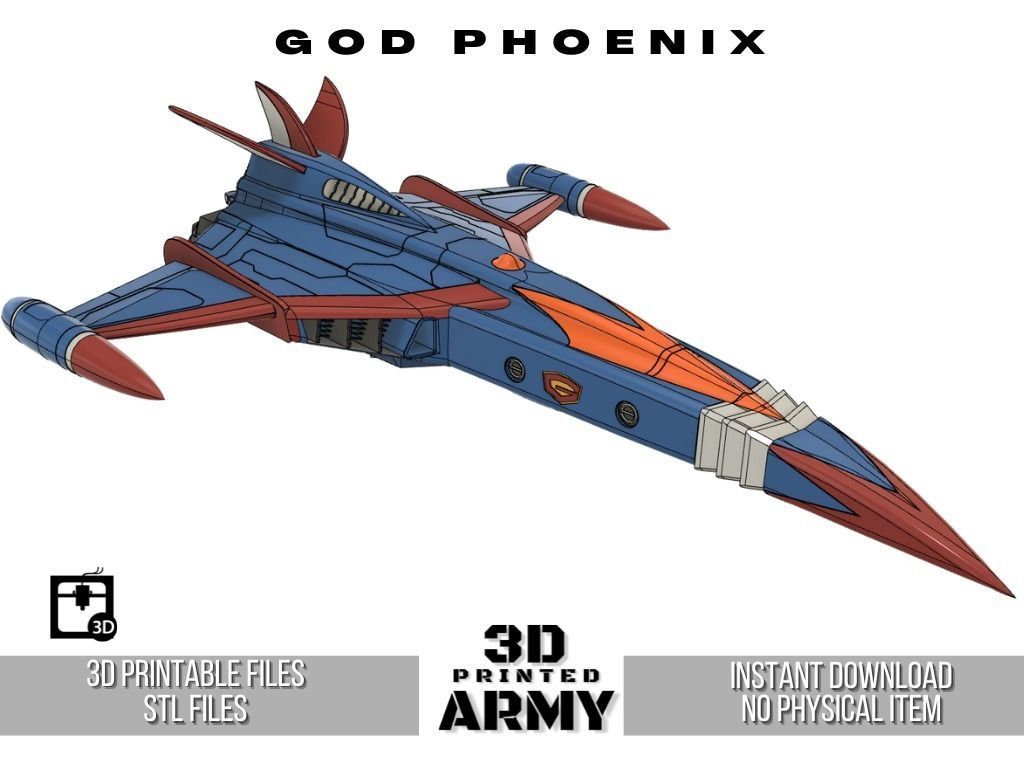 Gatchaman GOD PHOENIX  starship - 3D printing model - STL 3D print model_6