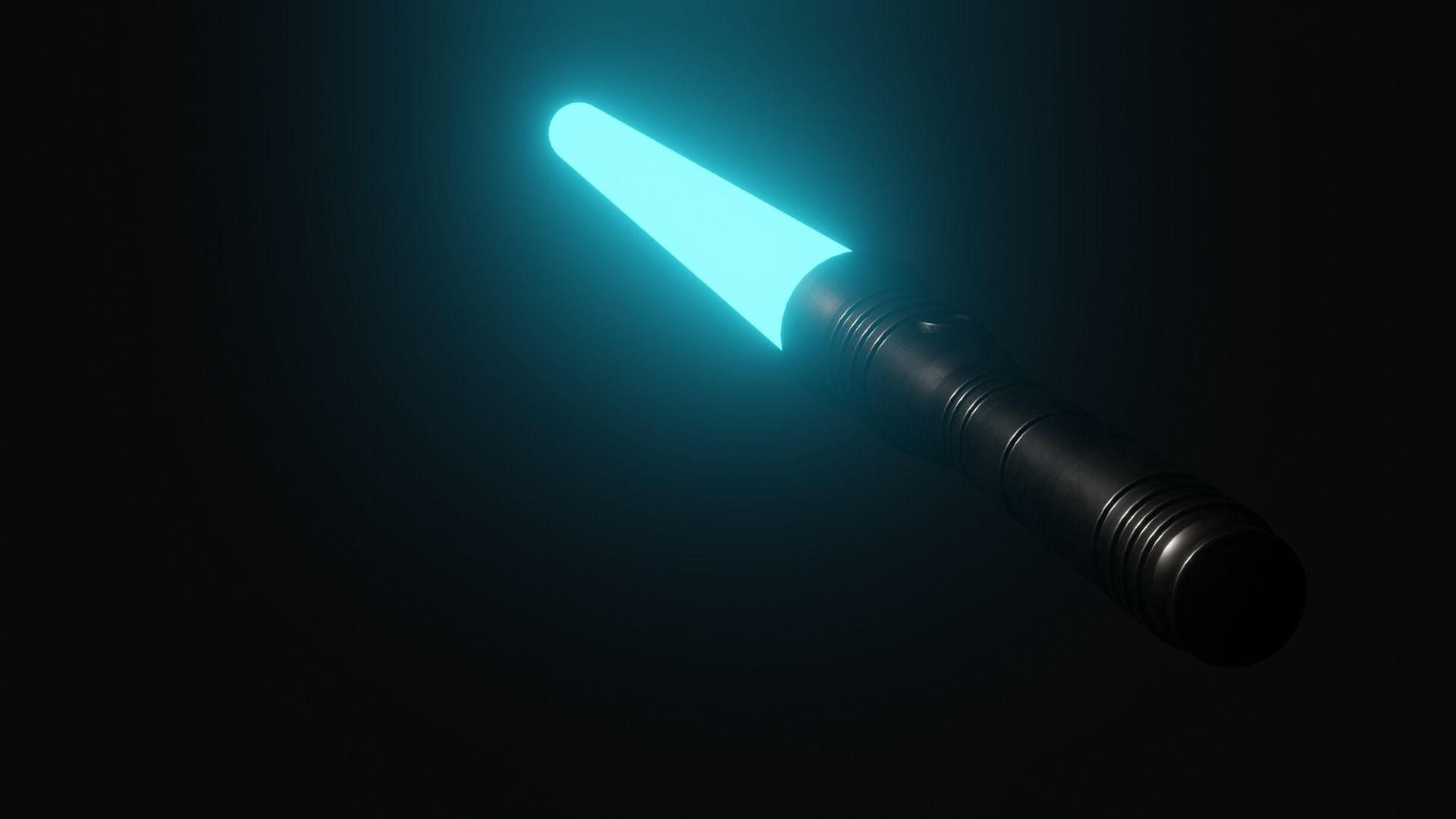 Blue Lightsaber Low-poly 3D model_1