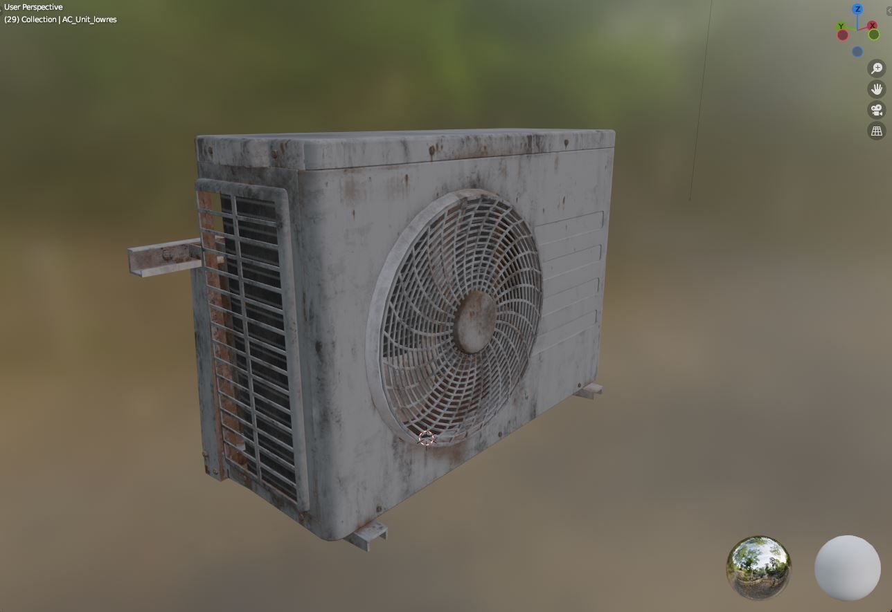 PBR AC Unit Weathered VR and game ready low poly model Low-poly 3D model_2
