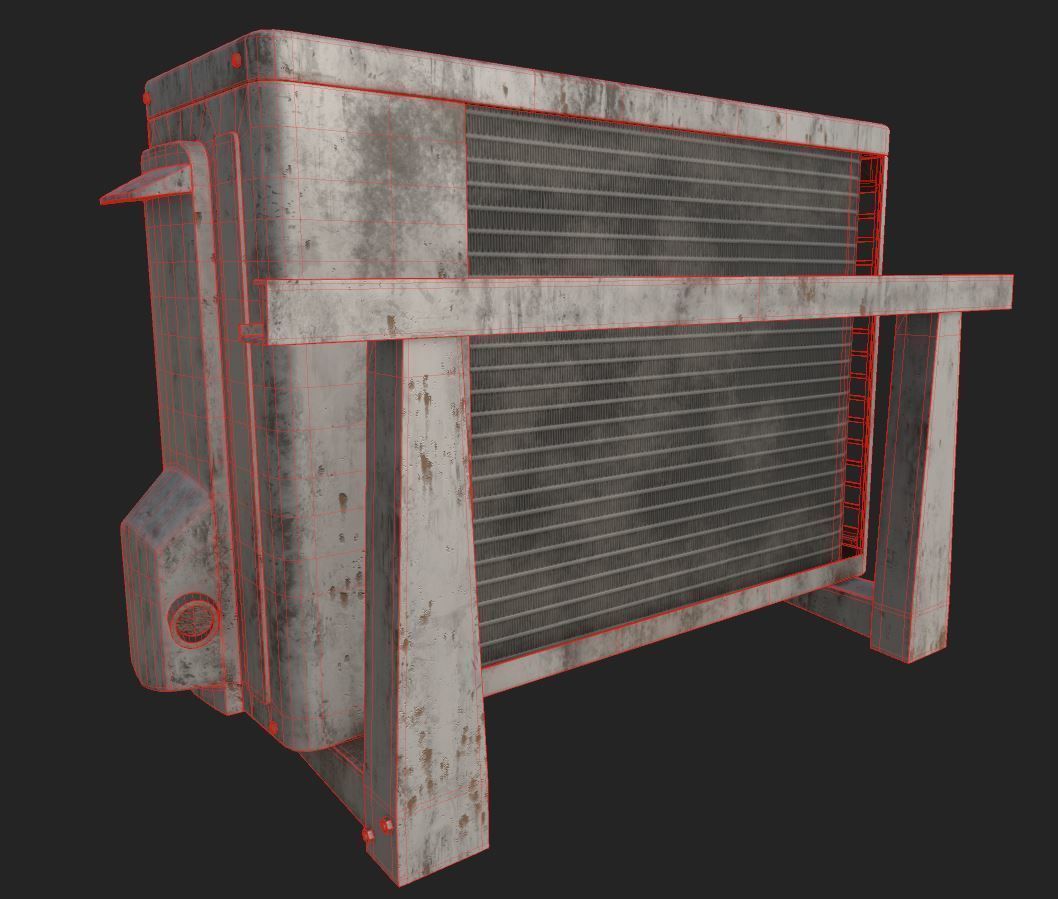 PBR AC Unit Weathered VR and game ready low poly model Low-poly 3D model_8
