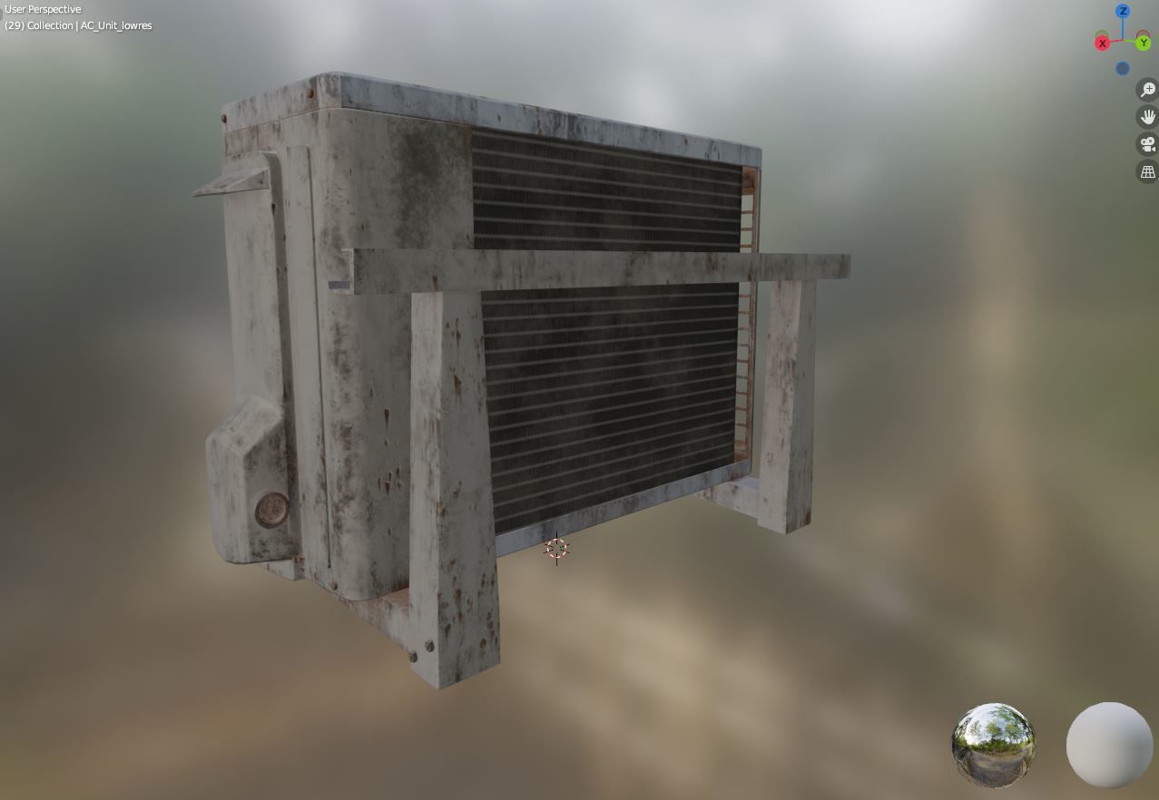 PBR AC Unit Weathered VR and game ready low poly model Low-poly 3D model_6