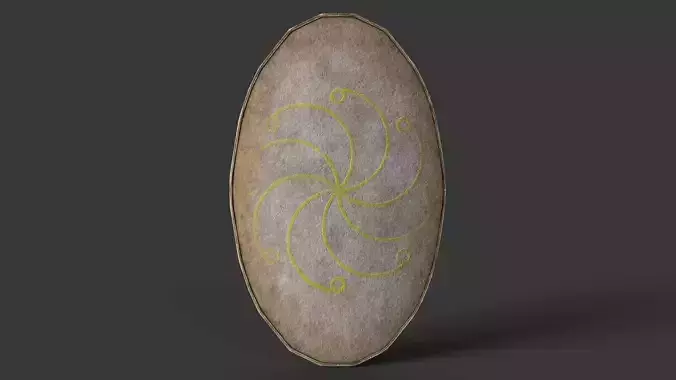 Slavic ellipse leather shield-painted white with radial symbol